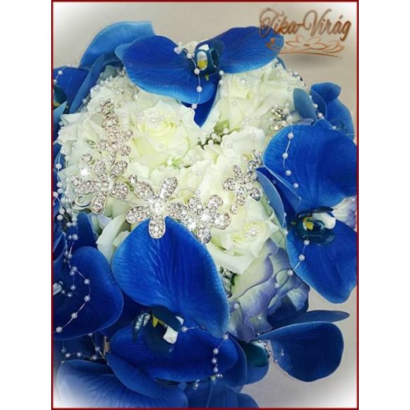 Kék orchideás örök-csepp-csokor 