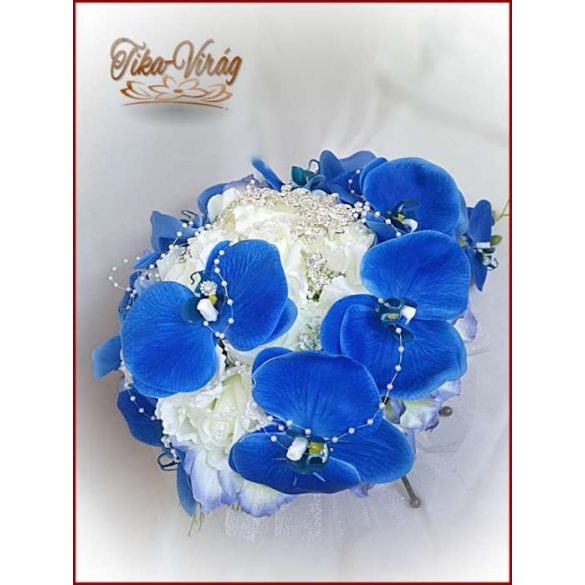 Kék orchideás örök-csepp-csokor 