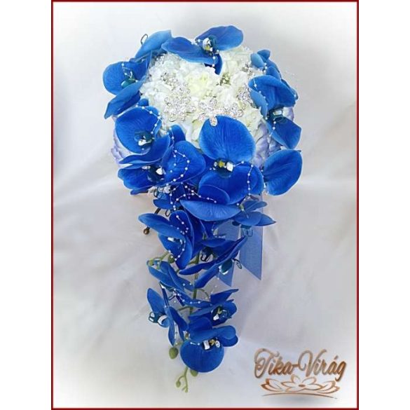 Kék orchideás örök-csepp-csokor 