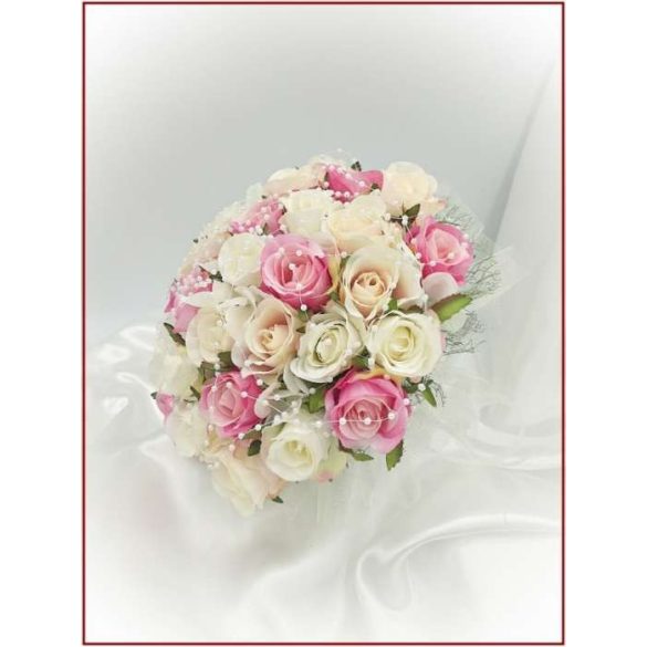 Pink-barack-pasztell örök-csokor 32 szál rózsából 