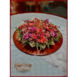 80 cm ármérőjű örök-asztaldísz narancsos-lilás árnyalatú 