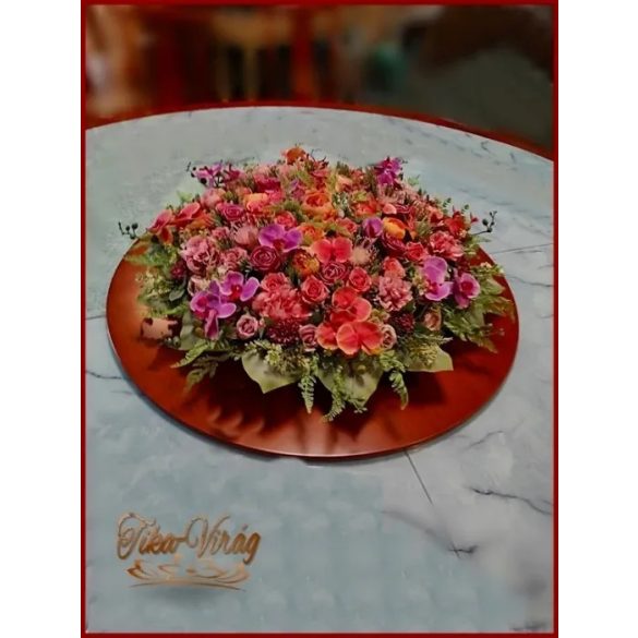 80 cm ármérőjű örök-asztaldísz narancsos-lilás árnyalatú 