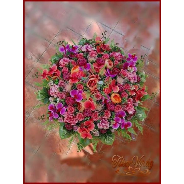 80 cm ármérőjű örök-asztaldísz narancsos-lilás árnyalatú 