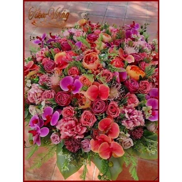 80 cm ármérőjű örök-asztaldísz narancsos-lilás árnyalatú 