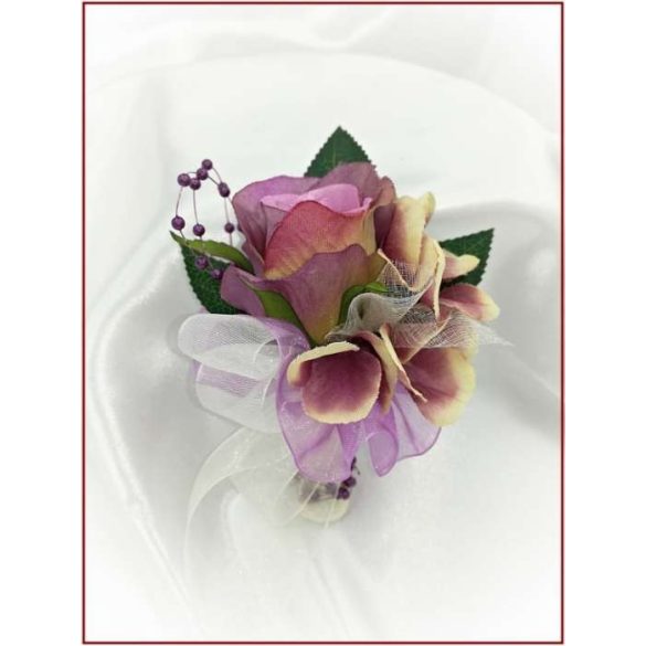 Lila-pasztell kitűző, bokréta 1 virágos 