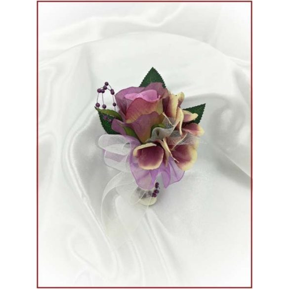 Lila-pasztell kitűző, bokréta 1 virágos 