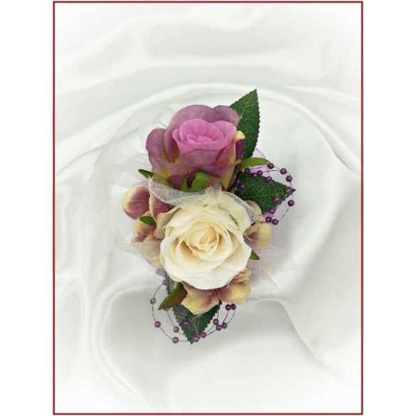 Lila-pasztell csuklódísz 2 virágos 