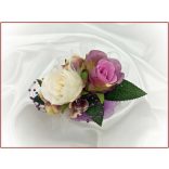 Lila-pasztell csuklódísz 2 virágos 