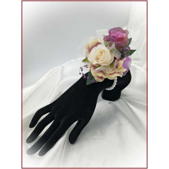 Lila-pasztell csuklódísz 2 virágos 