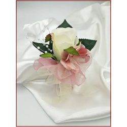 Mályvás-pasztell 1 rózsás kitűző, bokréta 