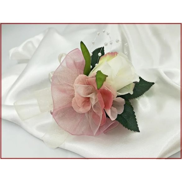 Mályvás-pasztell 1 rózsás kitűző, bokréta 