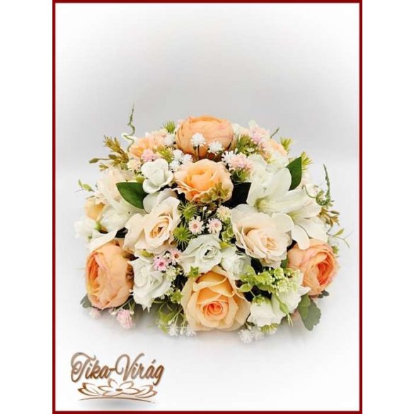 Barack-fehér örök-asztaldísz (magasított vázába is ajánlom) 