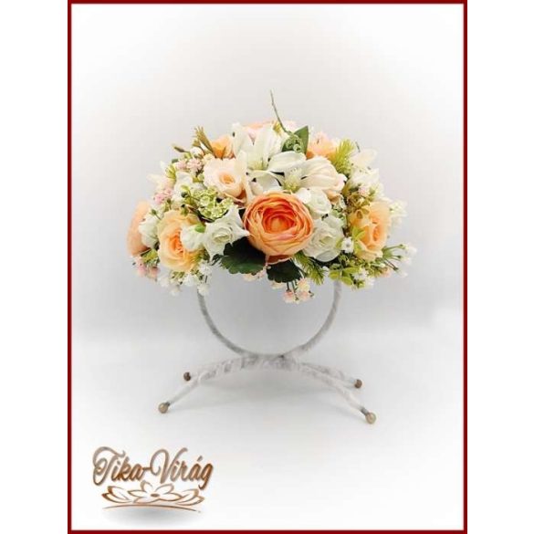 Barack-fehér örök-asztaldísz (magasított vázába is ajánlom) 