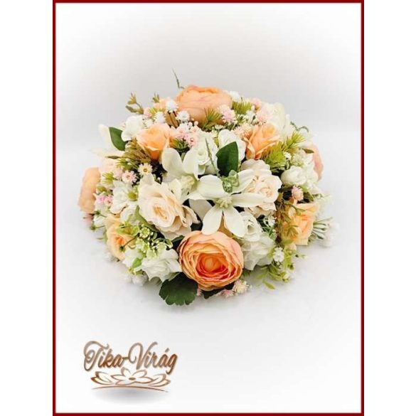 Barack-fehér örök-asztaldísz (magasított vázába is ajánlom) 