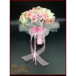 RÓZSASZÍN RÓZSÁS-FEHÉR LILIOMOS ÖRÖK CSOKOR+kitűző 