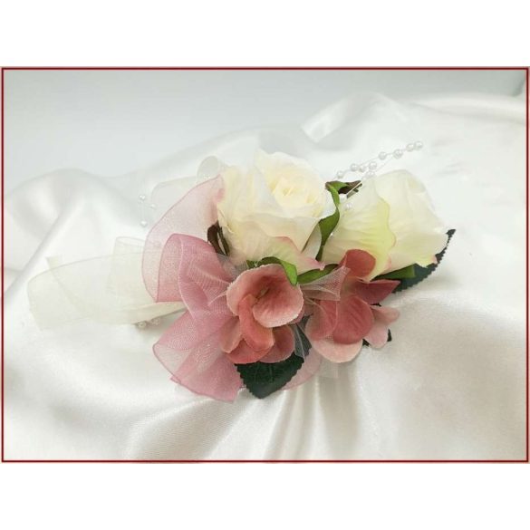 Mályvás-pasztell 2 rózsás kitűző, bokréta 