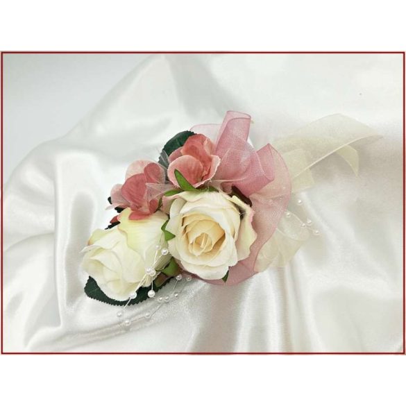 Mályvás-pasztell 2 rózsás kitűző, bokréta 