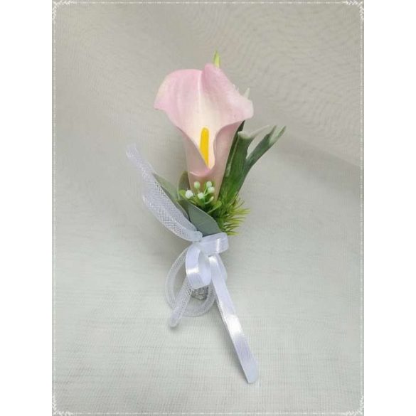 Rózsaszín kálás kitűző, bokréta 