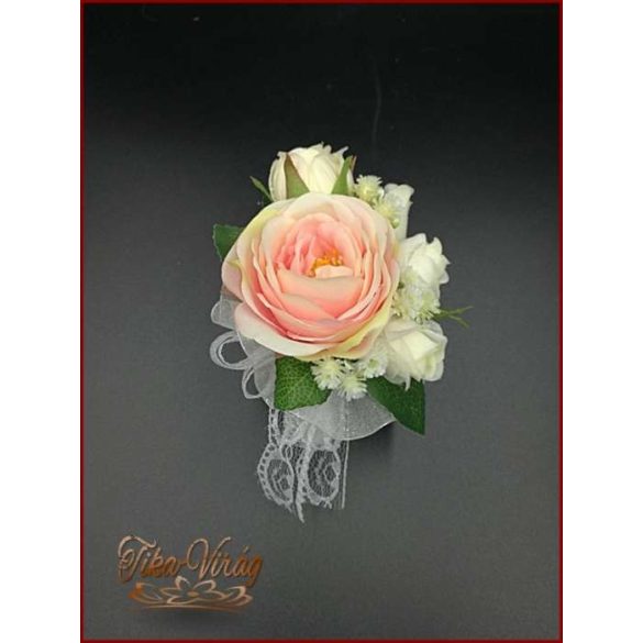 Barack-ekrü menyasszonyi-örök-csokor+kitűző 