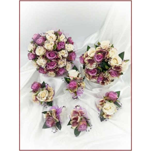 Lila-pasztell örök-csokor 24 szálas 