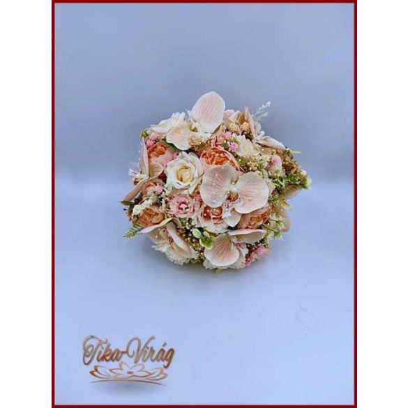 Barack-krém orchideás-rózsa örök-csokor 