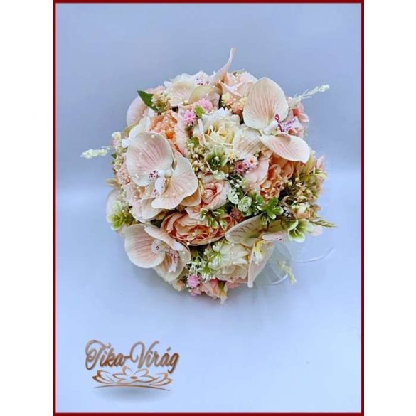 Barack-krém orchideás-rózsa örök-csokor 