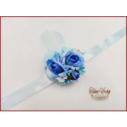 Csuklódísz kék rózsa-türkiz díszítésű 