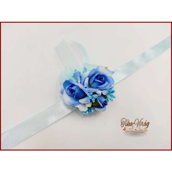 Csuklódísz kék rózsa-türkiz díszítésű 