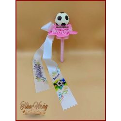   Ovis ballagási örök csokor lányoknak – rózsaszín focilabdás egyedi ajándék