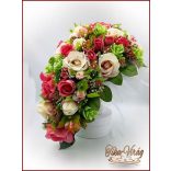 Antik-rózsaszínű-rózsákból álló örök-cseppcsokor 