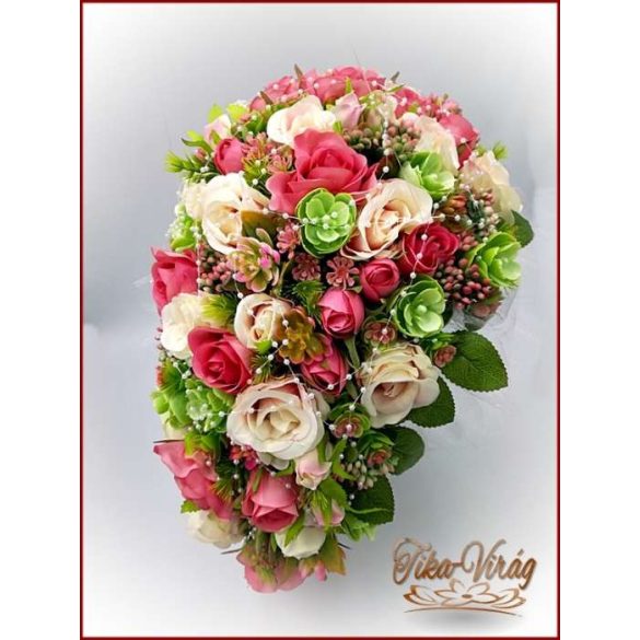 Antik-rózsaszínű-rózsákból álló örök-cseppcsokor 