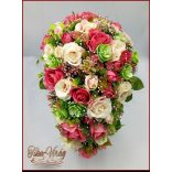 Antik-rózsaszínű-rózsákból álló örök-cseppcsokor 