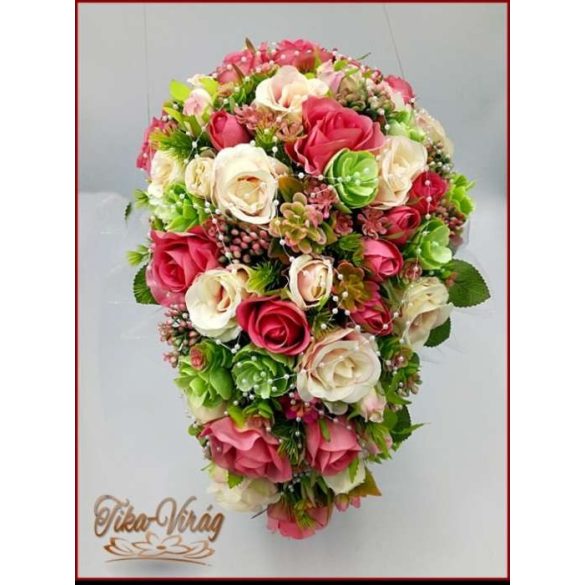 Antik-rózsaszínű-rózsákból álló örök-cseppcsokor 