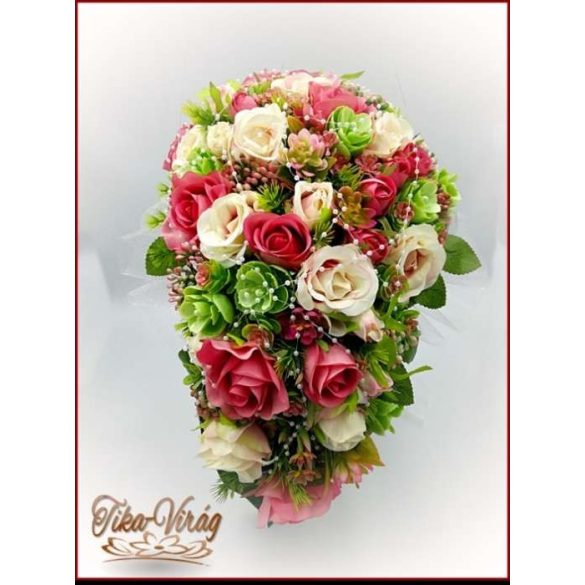 Antik-rózsaszínű-rózsákból álló örök-cseppcsokor 