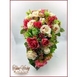 Antik-rózsaszínű-rózsákból álló örök-csokor + kitűzővel 