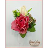 Antik-rózsaszínű-rózsákból álló örök-csokor + kitűzővel 