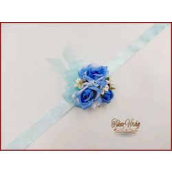 Csuklódísz kék rózsa-fehér díszítésű 