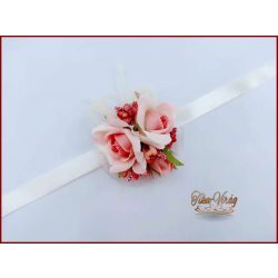 Csuklódísz barack rózsa-barack-ekrü díszítésű 