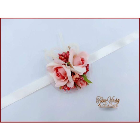 Csuklódísz barack rózsa-barack-ekrü díszítésű 