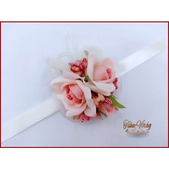 Csuklódísz barack rózsa-barack-ekrü díszítésű 