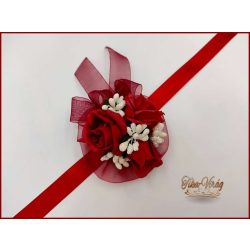 Csuklódísz bordó rózsa-fehér díszítésű 