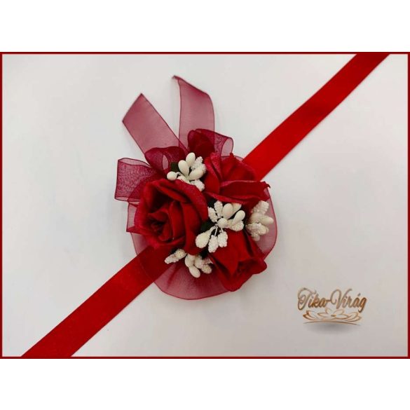 Csuklódísz bordó rózsa-fehér díszítésű 