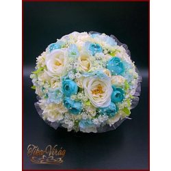 TÜRKIZ-ZÖLD BOGLÁRKÁS-AZÁLEÁS-EKRÜ RÓZSÁS CSOKOR 