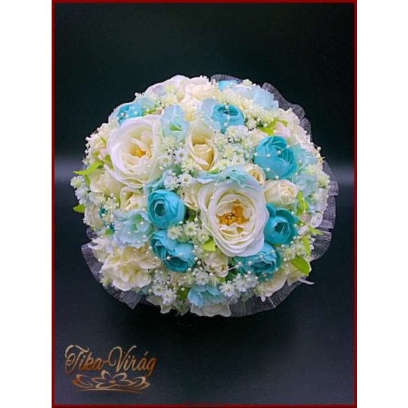 TÜRKIZ-ZÖLD BOGLÁRKÁS-AZÁLEÁS-EKRÜ RÓZSÁS CSOKOR 