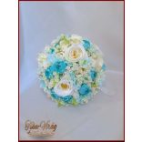 TÜRKIZ-ZÖLD BOGLÁRKÁS-AZÁLEÁS-EKRÜ RÓZSÁS CSOKOR 