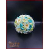 TÜRKIZ-ZÖLD BOGLÁRKÁS-AZÁLEÁS-EKRÜ RÓZSÁS CSOKOR 