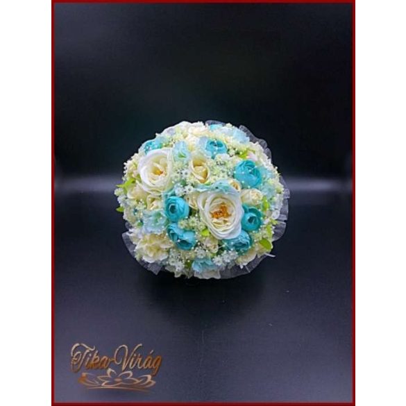 TÜRKIZ-ZÖLD BOGLÁRKÁS-AZÁLEÁS-EKRÜ RÓZSÁS CSOKOR 