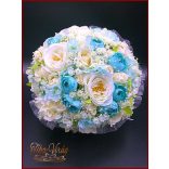 TÜRKIZ-ZÖLD BOGLÁRKÁS-AZÁLEÁS-EKRÜ RÓZSÁS CSOKOR 