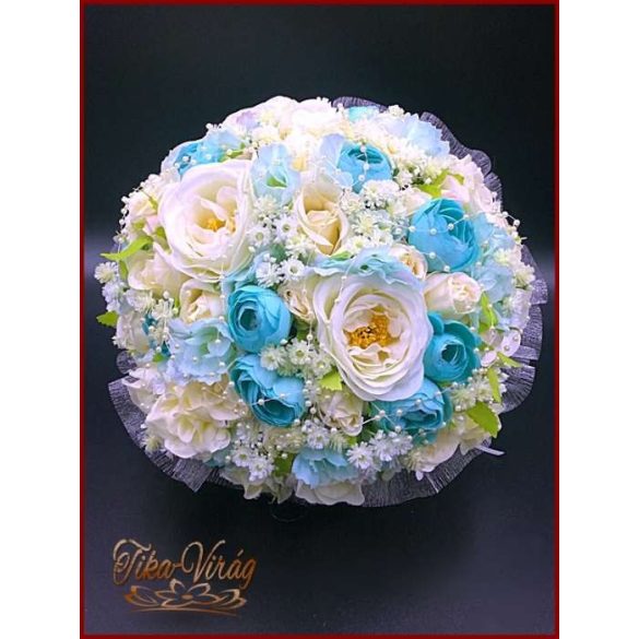 TÜRKIZ-ZÖLD BOGLÁRKÁS-AZÁLEÁS-EKRÜ RÓZSÁS CSOKOR 