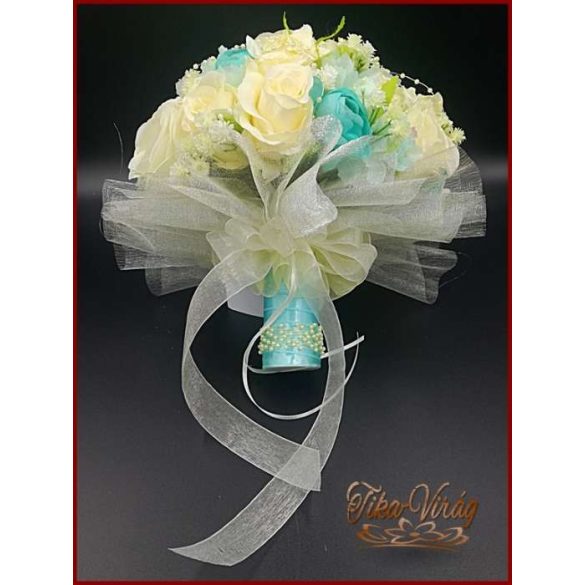 TÜRKIZ-ZÖLD BOGLÁRKÁS-AZÁLEÁS-EKRÜ RÓZSÁS CSOKOR 